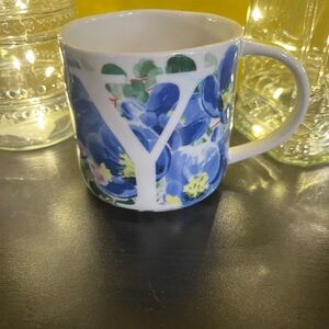 Anthropologie Monogram Y Mug with Floral Design
